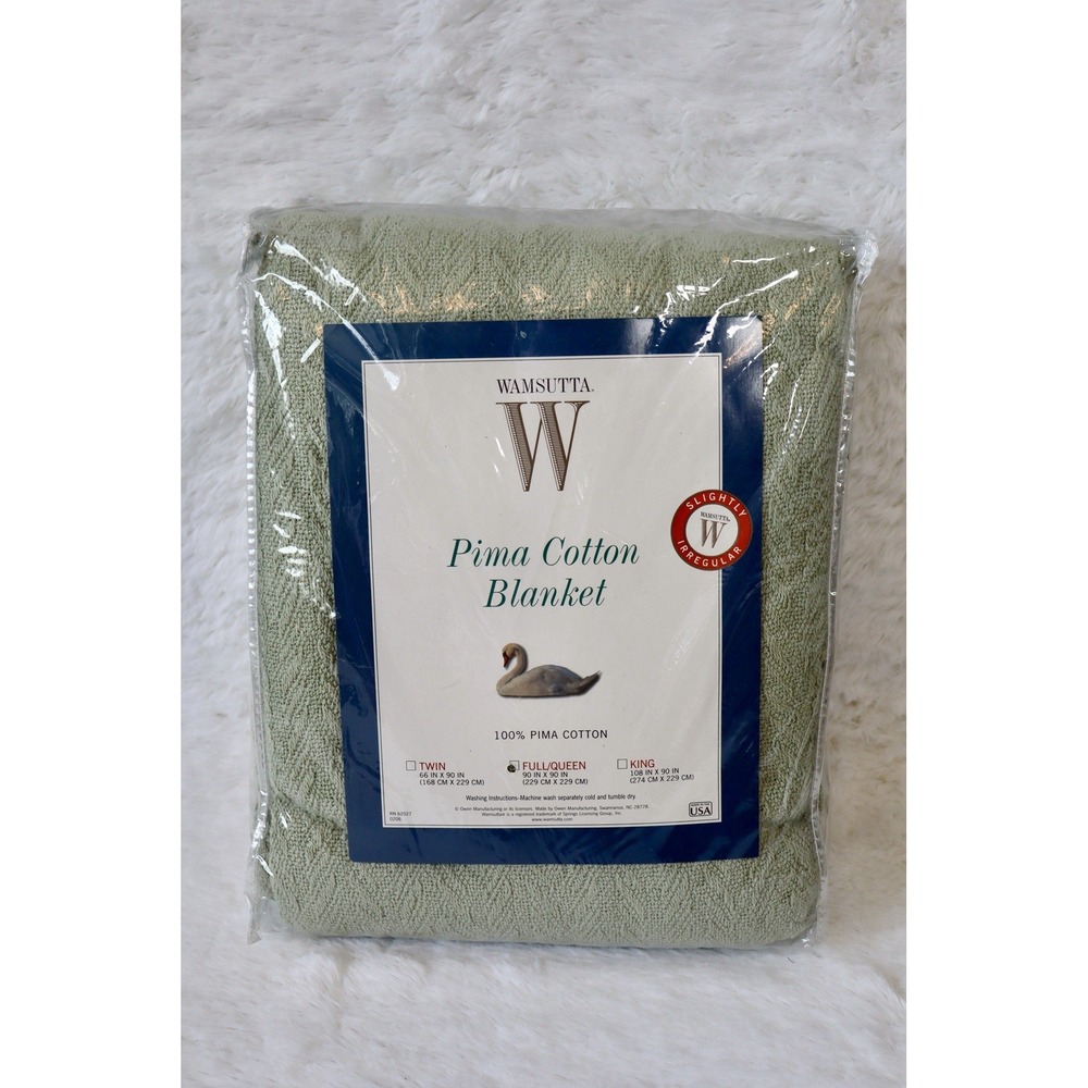 NWT Vintage Wamsutta Pima Cotton Blanket Full Queen Sage Green